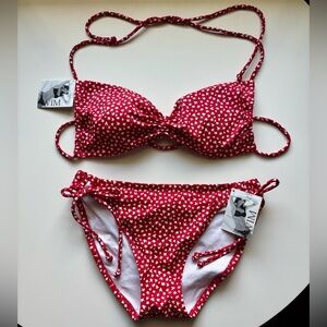 Red and White Star Bikini Set (Top S/Bottom M)